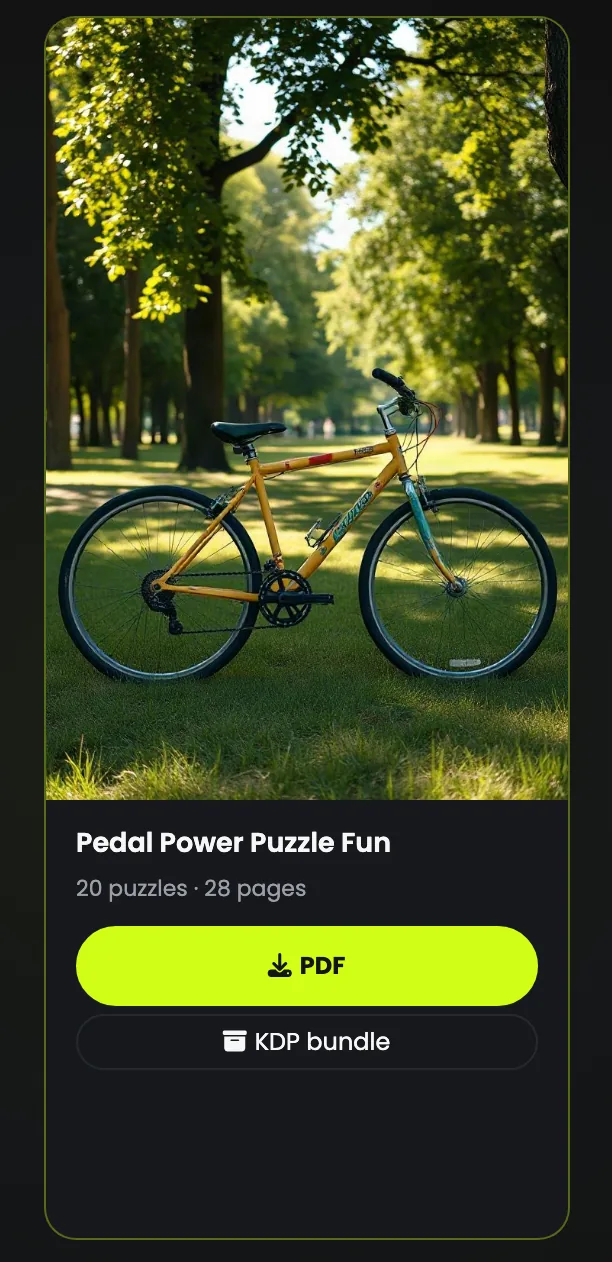A finished puzzle book with its PDF and KDP bundle downloads