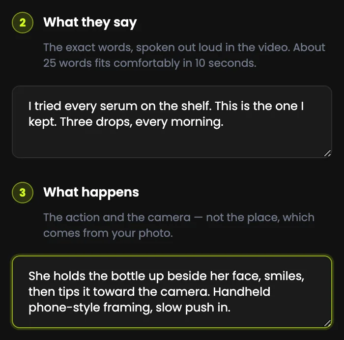 Step 2 What they say, and Step 3 What happens, filled in